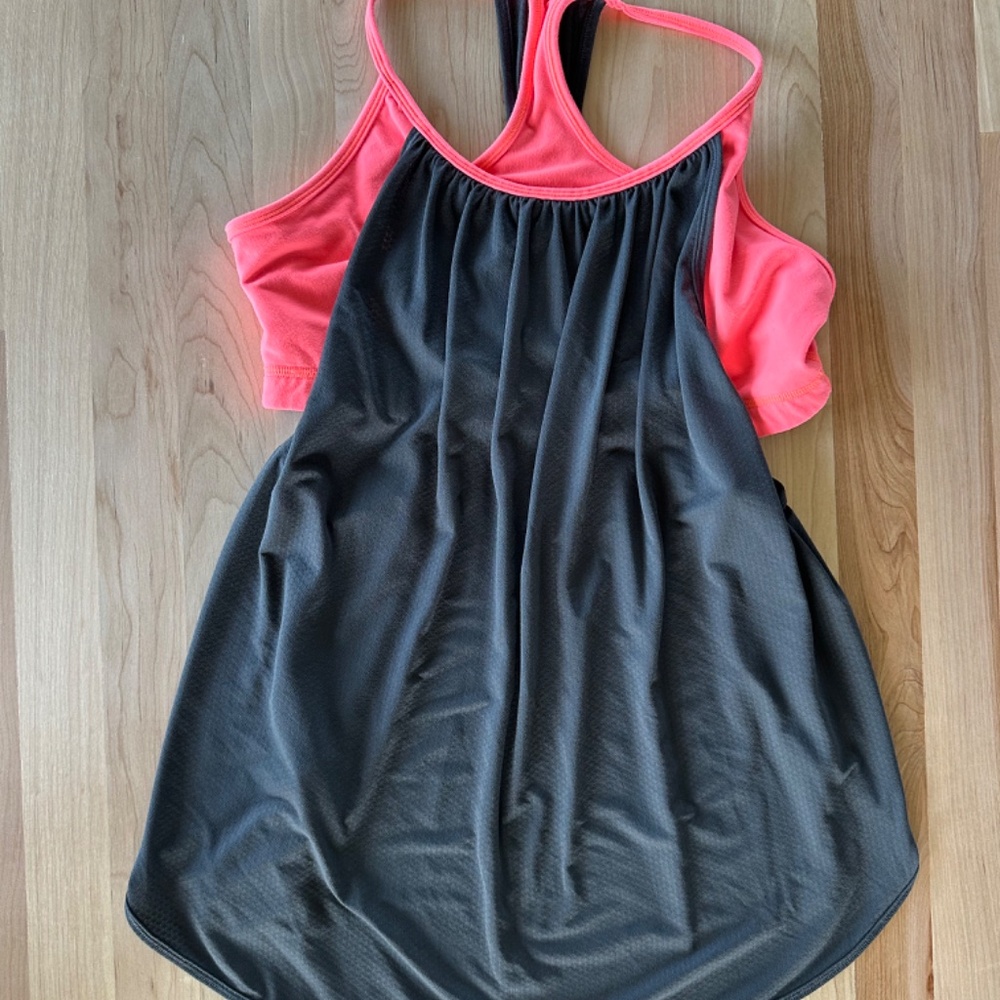LULULEMON tank top built in bra gray pink neon Women's Size 10 or 12